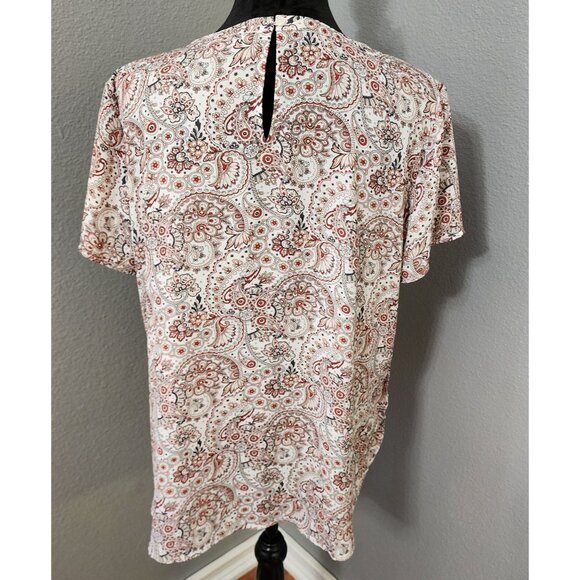 Loft Blouse Womens Large Short Sleeve Paisley Floral - Picture 4 of 10